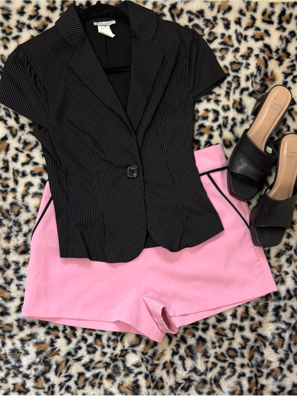 Forever 21 Pink High-Waist Shorts with Black Trim